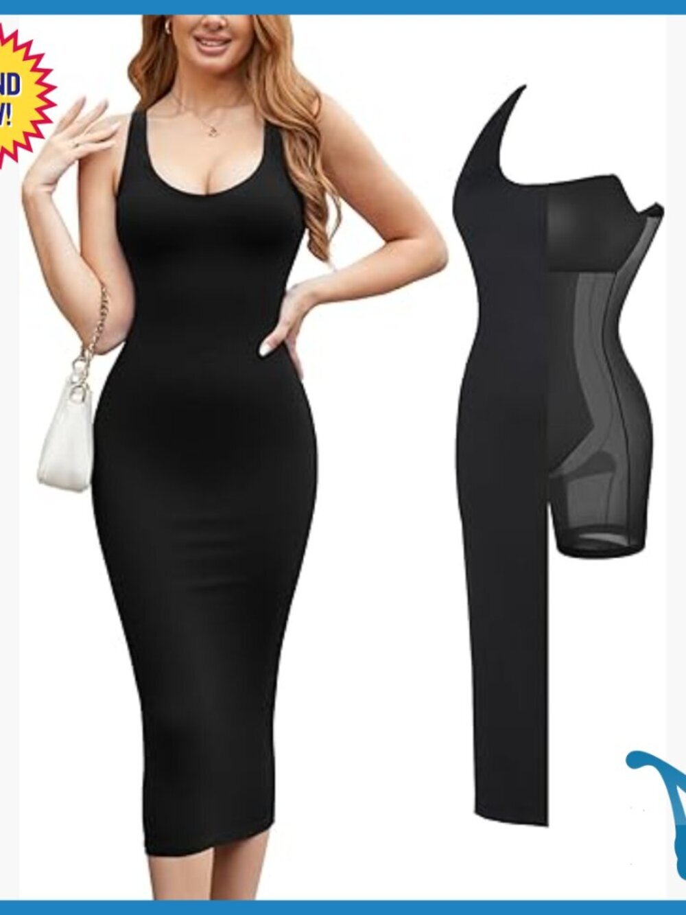 Shapewear Halter Dress 4-Way Wear Built-in Bra Bodycon Summer Night Out